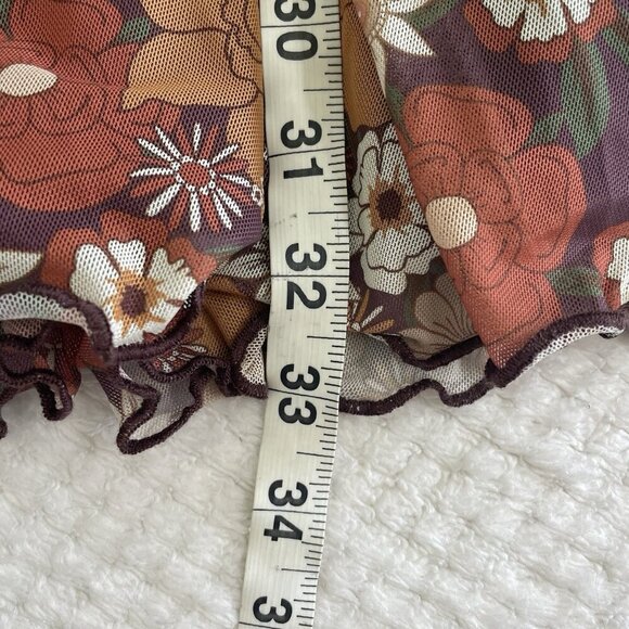 Womens Boho Milkmaid Dress Size M Brown Bell Sleeve Cottagecore Hippie Floral - Picture 15 of 16